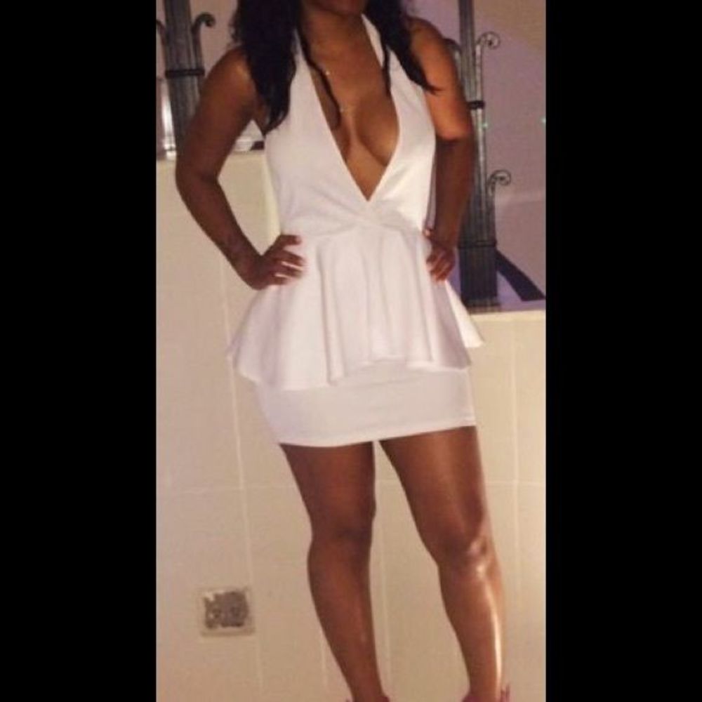 White halter peplum dress